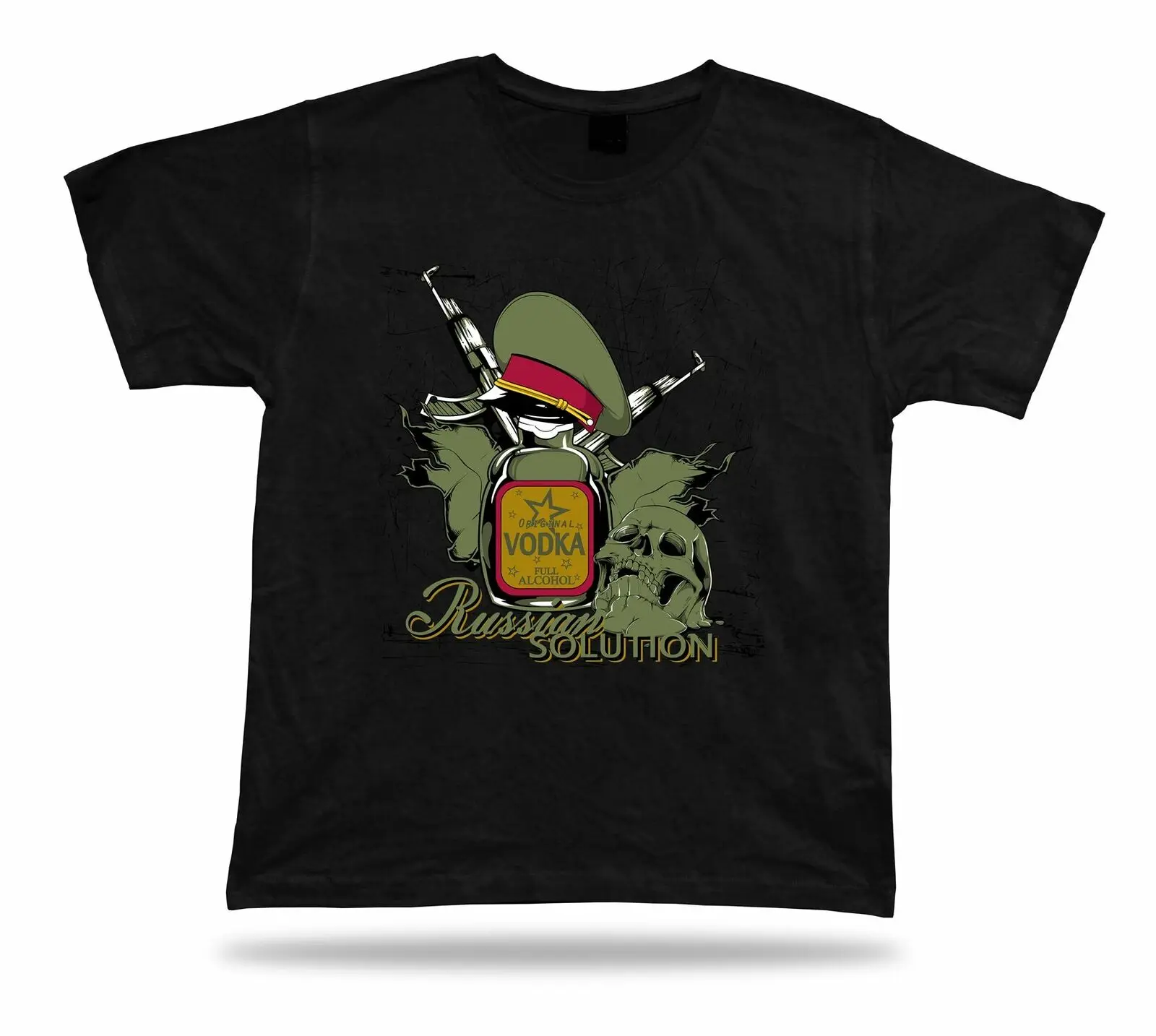 

Russian Solution Vodka Army Retro Classic T Shirt. Short Sleeve 100% Cotton Casual T-shirts Loose Top Size S-3XL