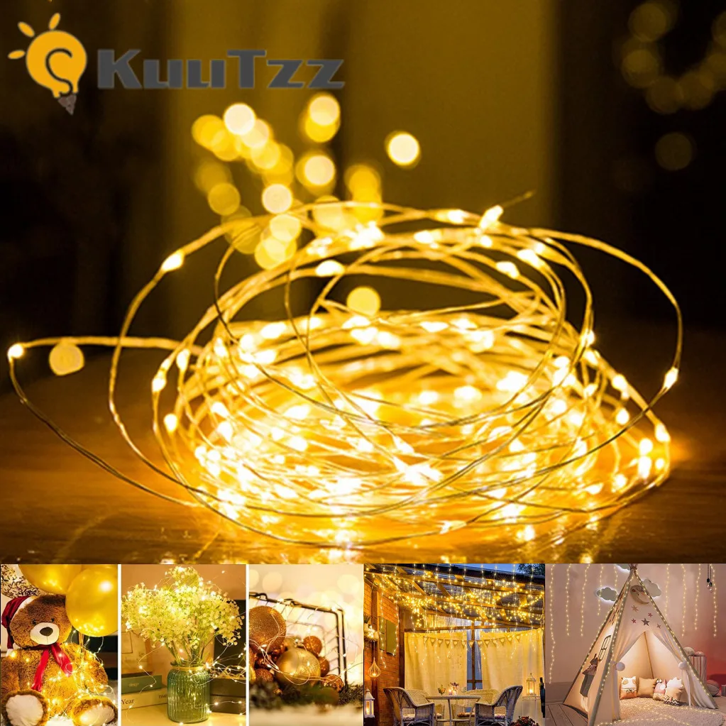 USB LED String Lights Copper Silver Wire Garland Light 1/2/3/5M Waterproof Fairy Lights Party Decoration For Christmas Wedding