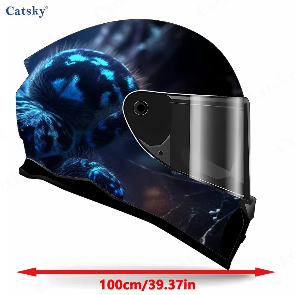 Nighttime Fluorescent Spider Shadow and Web Secret Realm Helmet Vinyl Wraps, Waterproof Scratch-Resistant Full Face Helmet Decal
