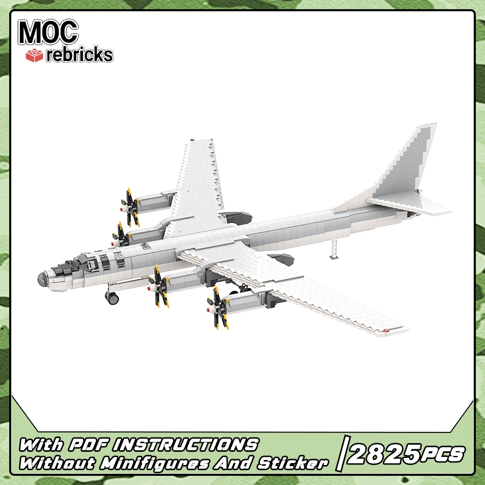

WW2 Air Forces Military Arms Tu-95V Strategic Heavy Bomber MOC Building Block Fighter Assembly Bricks Toys Aircraft Kid Gifts