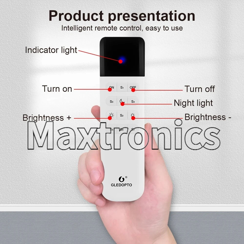 NEW 7Group Preset Scenes GL-RC-002WL GLEDOPTO WLED Remote Control ESP Now 2.4GHz WiFi 50M Distance Dimmable Brightness Adjust