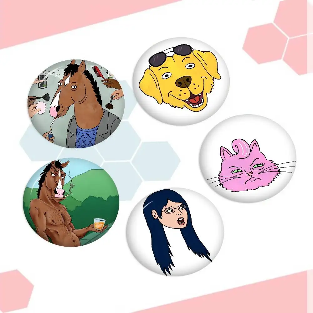 Cool B-BoJack Horseman 32/44/58MM Customizable Button Pins Cute Funny Creative Badge Jewelry Decor Gifts For Friends