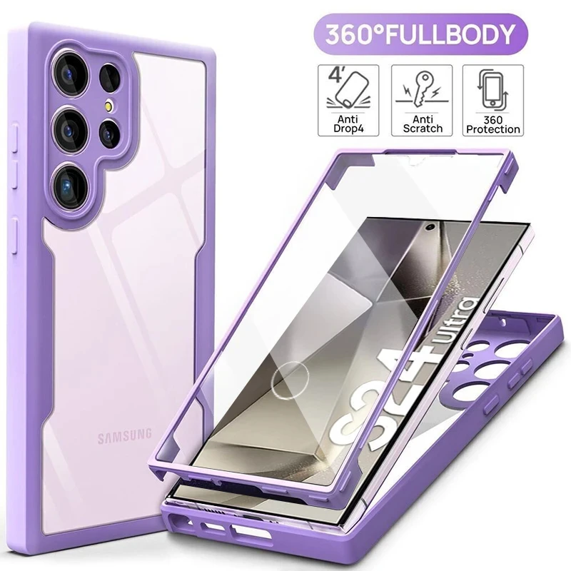 Funda frontal trasera de cuerpo completo 360 para Samsung Galaxy S24 S23 S22 S21 20 FE Ultra Plus fundas a prueba de golpes para Samsung S24 Ultra