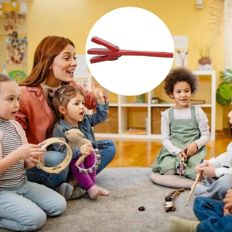 31BE Rhythm Training Kids Orff Clapper Wooden Clapper Percussion Toy Orff Castanets for Beginners Childrens Rhythm Toy