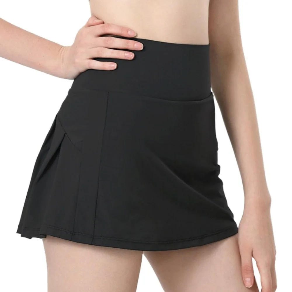 Short Anti Glare Pleated Tennis Skirt with Lining Double Layer High Waisted Golf Skirts Dress Solid Color Yoga Sport Skirt Yoga