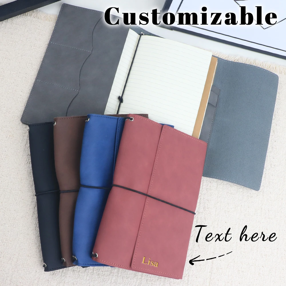 Customized Name Retro Travel Notebook Cover Made of PU Imitation Leather, Protective Case for Loose-Leaf Notebook.