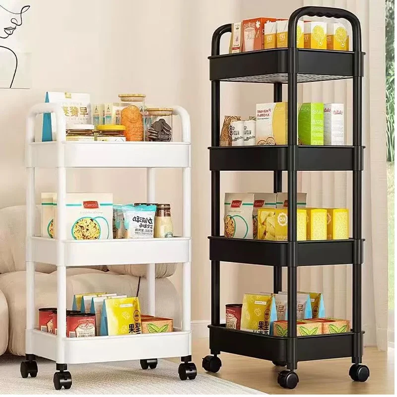 Household Multi-layer Small Cart,Storage Rack Floor To Floor Kitchen Bedroom Bathroom Storage Rack Storage Rack With Wheels