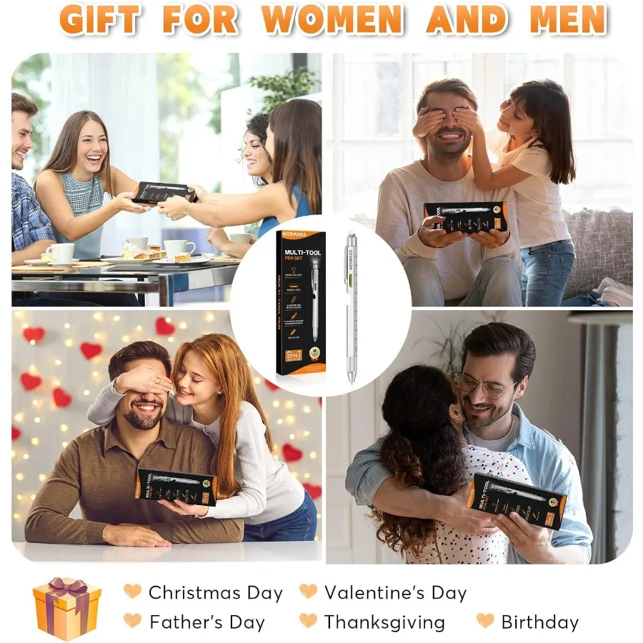 مواد تخزين للبالغين - قلم متعدد المهام عملي 9 في 1 للرجال هدية مثالية لعيد الميلاد للأب والزوج أو الجد #3