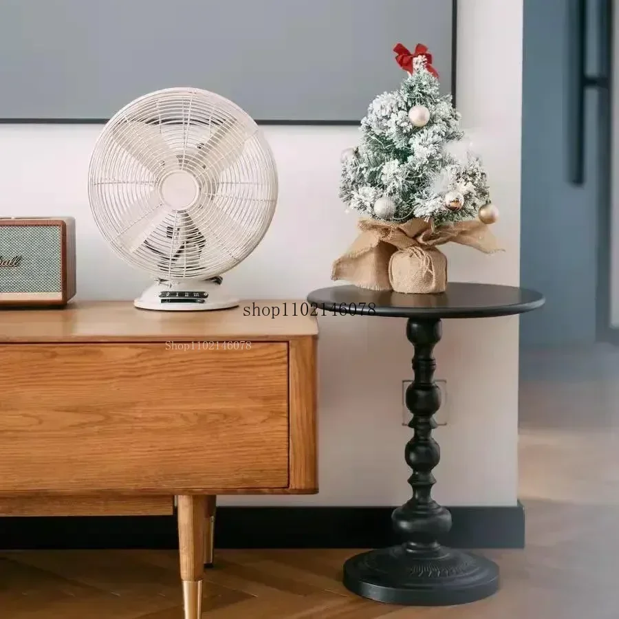 Nordic Retro Iron Small Round Table, Creative Movable Coffee Table & Sofa Side Table for Living Room & Bedroom