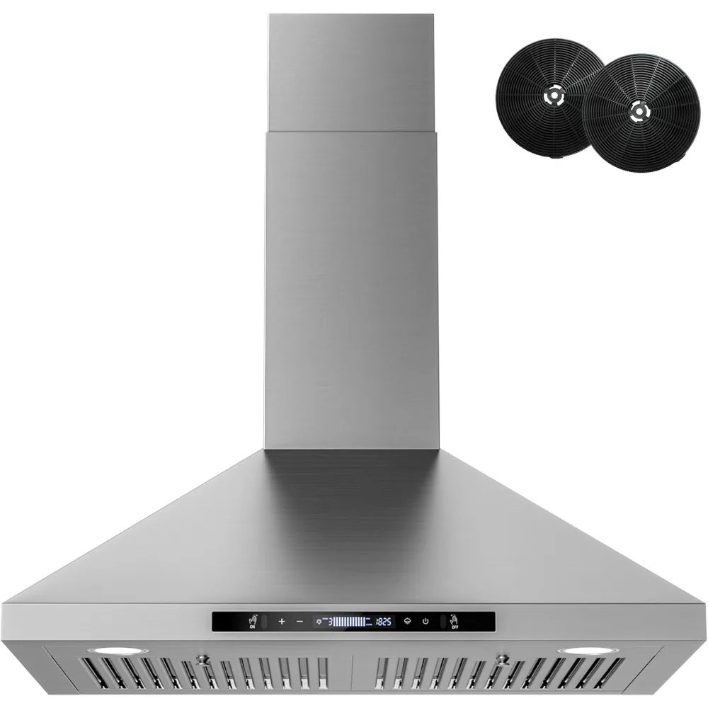 30 Inch Wall Mount Range Hood 900 CFM Ducted Kitchen Vent Hood Stainless Steel