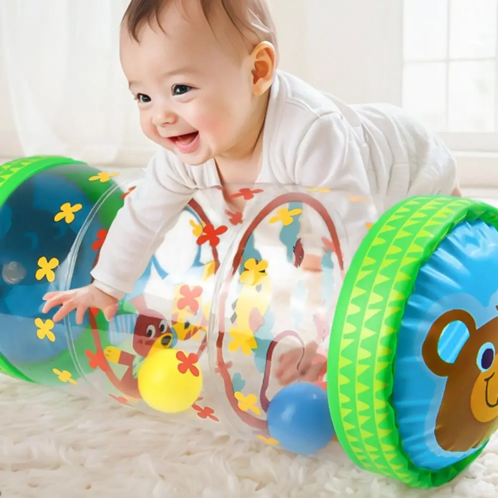 Developmental Activity Toy Crawling Roller with Ball Rattle PVC Inflatable Walker Transparent Babies Development