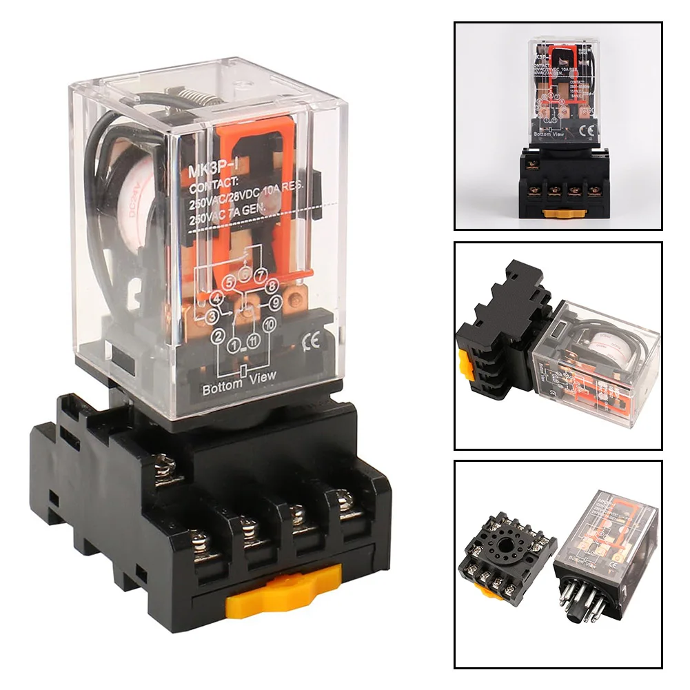 Intermediate Relay MK3P-I MK3P DC 24V DC Relay 11 Pin 10A 250VAC With Socket Base Small Relay Tools Accessories Superior Quality