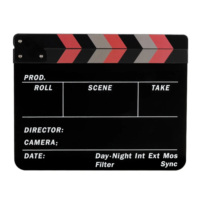 REPLA-Clapperboard Acrílico Película Acción Clap-Stick Director Película Clapboard Ideal para Producciones de Cine, TV y Vídeo A