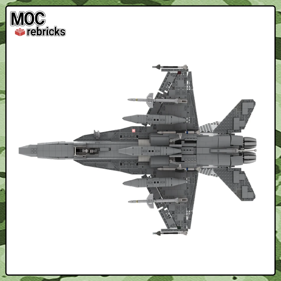 MOC seria wojskowa USAF FA-18C myśliwiec Hornet latające broń klocki do budowy zestaw modeli DIY zabawki dla dzieci prezenty świąteczne