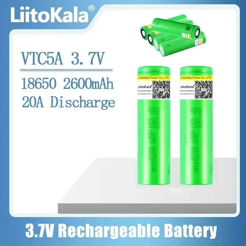 LiitoKala original 18650 2600mAh Battery VTC5A-N 3.7 V Discharge 20A Dedicated Battery Power for + DIY Nickel
