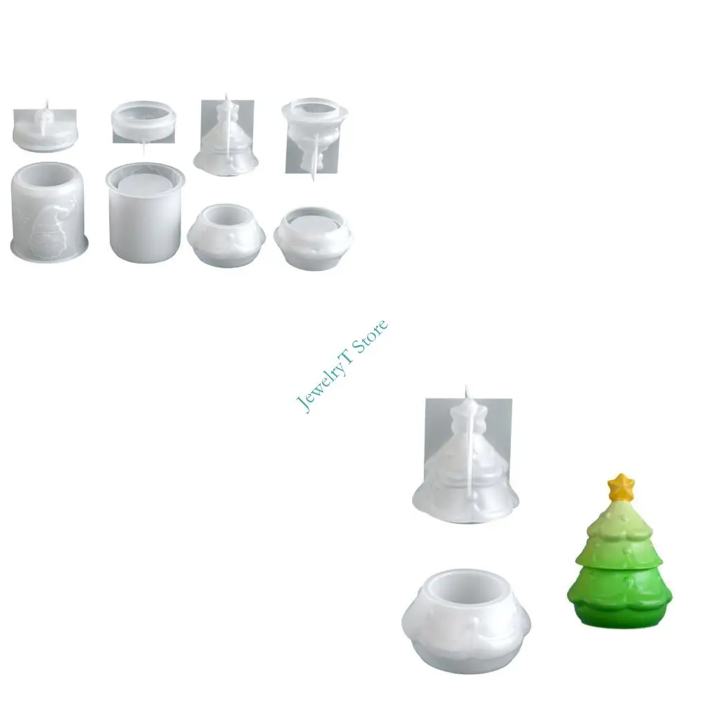

LX9D Christmas Decoration Silicone Mold Santa Tree Resin Jewelry Container Making Planter DIY Craft Tool