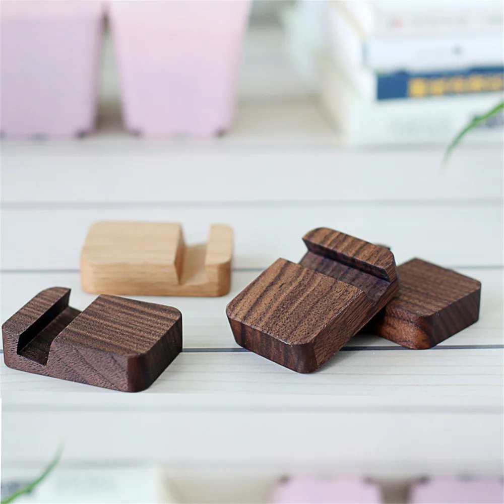 1pc Wooden Cell Phone Stand Portable Mini Desktop Phone Holder Universal Cellphone Dock Holder Lazy Bracket For Samsung iphone