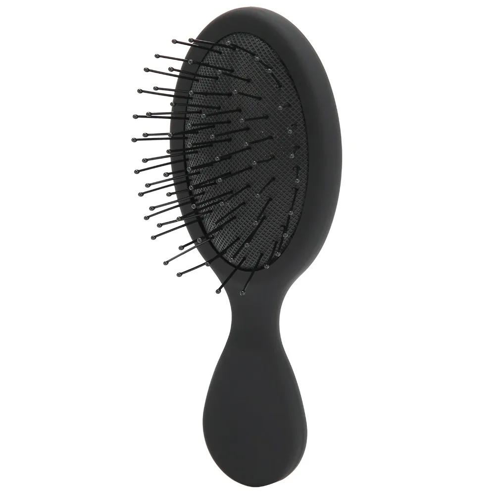 Vented Air Cushion Paddle Hairbrush Portable Compact Hair Detangler Brush Soft Rounded Black Color Paddle Hairbrush For Travel