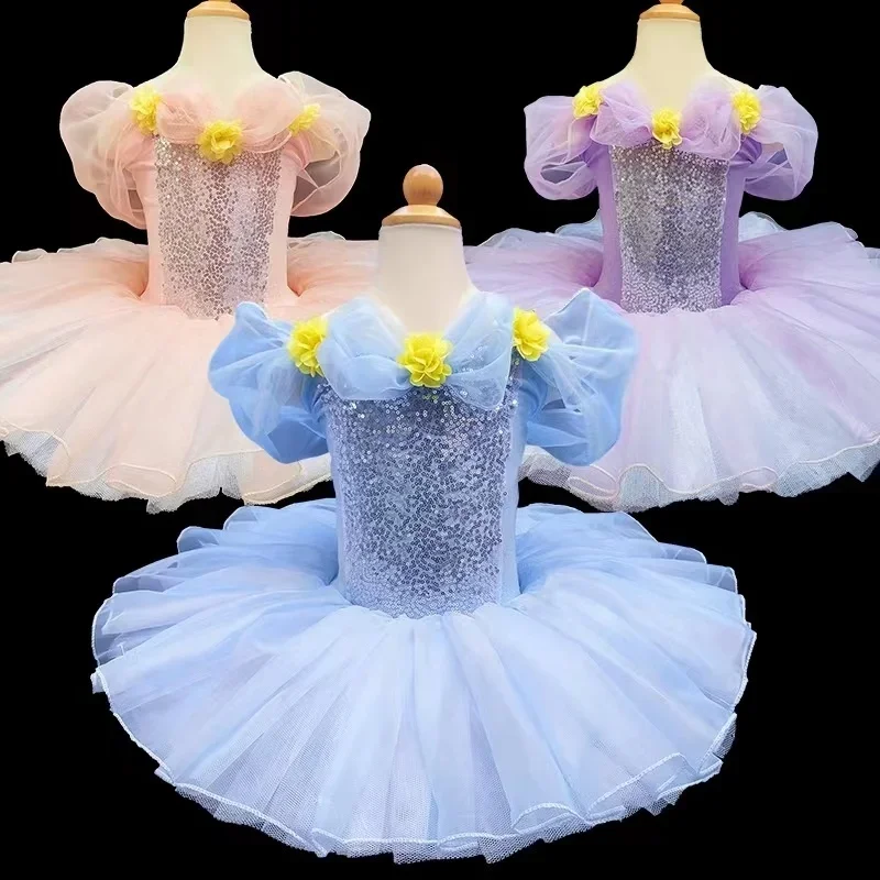 

Sequined Ballet Skirts For Girls Kids Professional Ballet Red Blue Pink Princess Ballerina Dress Child Ballet Dance Costume