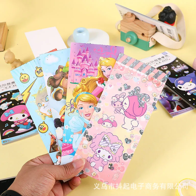 12 Pages/book Sanrio Kuromi Melody Cinnamoroll Scratch-off Colorful and Cute Note Children\'s Graffiti Scratch-off Gift Book