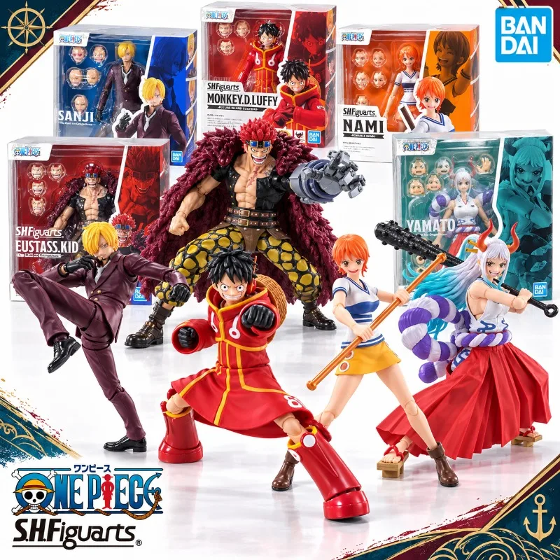 Genuine Bandai One Piece SHFiguarts Sanji Luffy Egghead Nami Kid Yamato Onigashima Anime Action Figure Model Toys Gifts For Boys