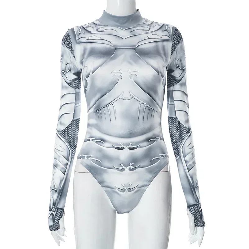 Zentai Robot Gotico Cyberpunk Steampunk Cosplay Tuta Donne Adulte Sexy Sottile Uniforme Catsuit Tuta Costume da Festa di Halloween