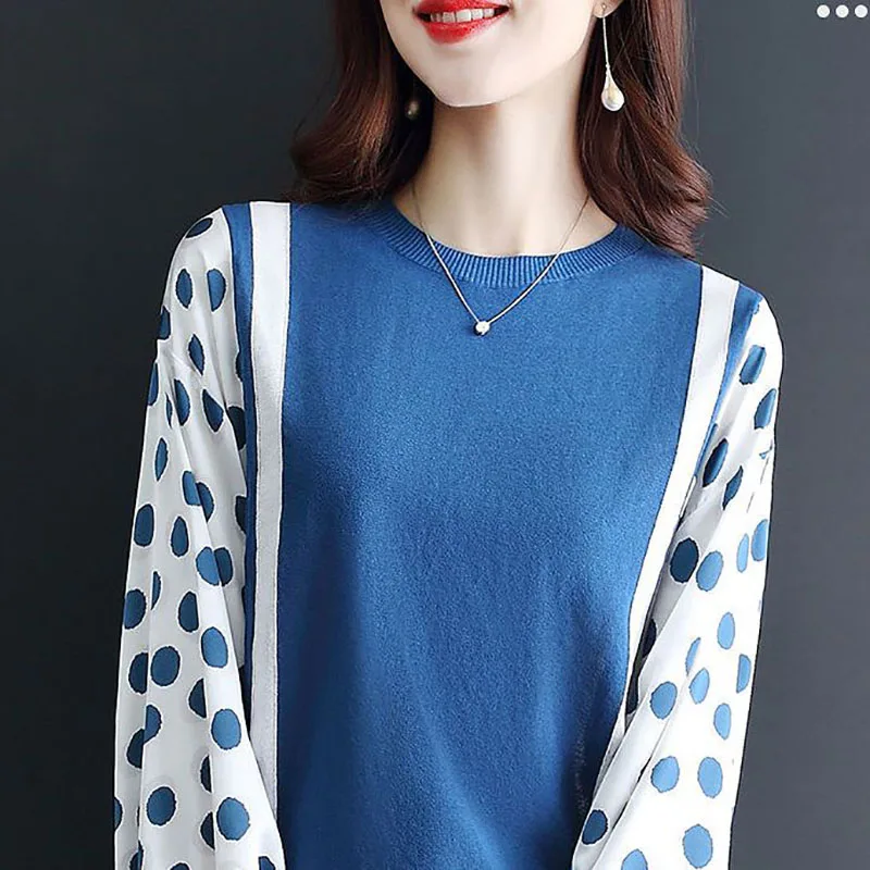 Fashion Printed Fake Two Pieces Polka Dot Blouse Female Clothing 2023 Spring Autumn New Casual Pullovers Commute Shirt