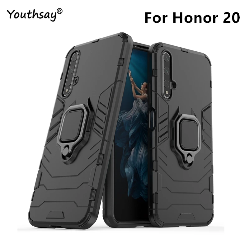For Huawei Honor 20 funda mate Matel dedo anillo Kickstand Hard Fundas funda para Huawei Honor 20 funda para honor 20 caso