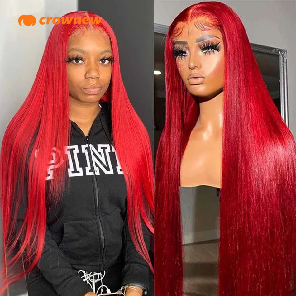 Red Straight Frontal Wig Human Hair 250% Red Human Hair Wig Pre Plucked 13X4 Hd Lace Front Wigs Red Lace Front Human Hair Wigs