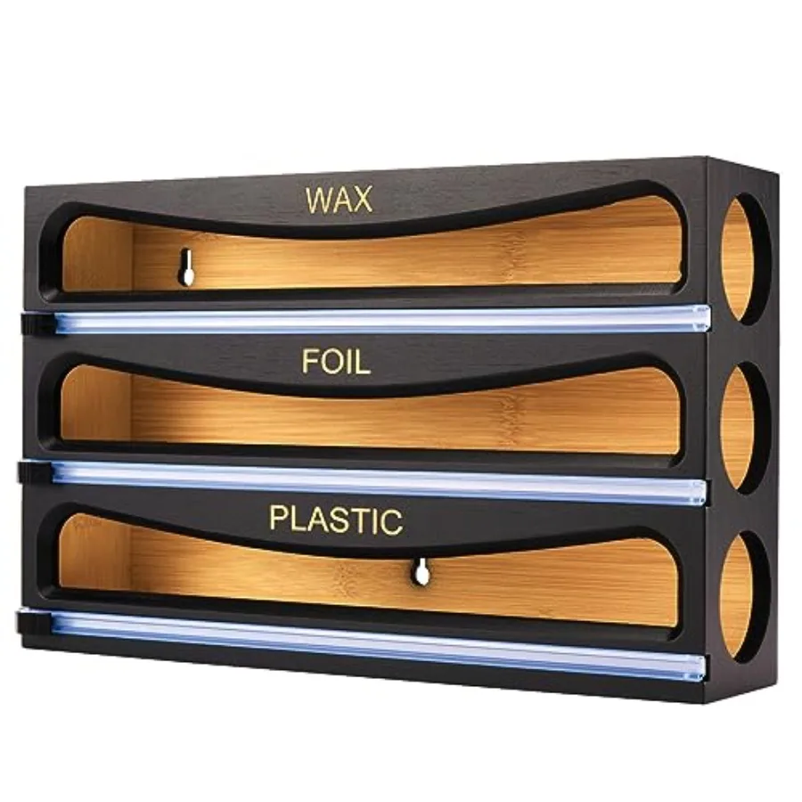 

Диспенсер для бамбуковой пленки с резаком, органайзер для пищевой пленки, держатель для алюминиевой фольги и вощеной бумаги для кухни