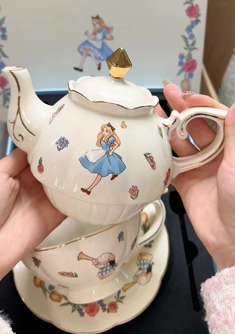 New Product Son Mother Pot - Alice and Rabbit Ceramic Coffee Cup and Saucer Set Teapot Advanced Sense Ins Wind Tracing Gold