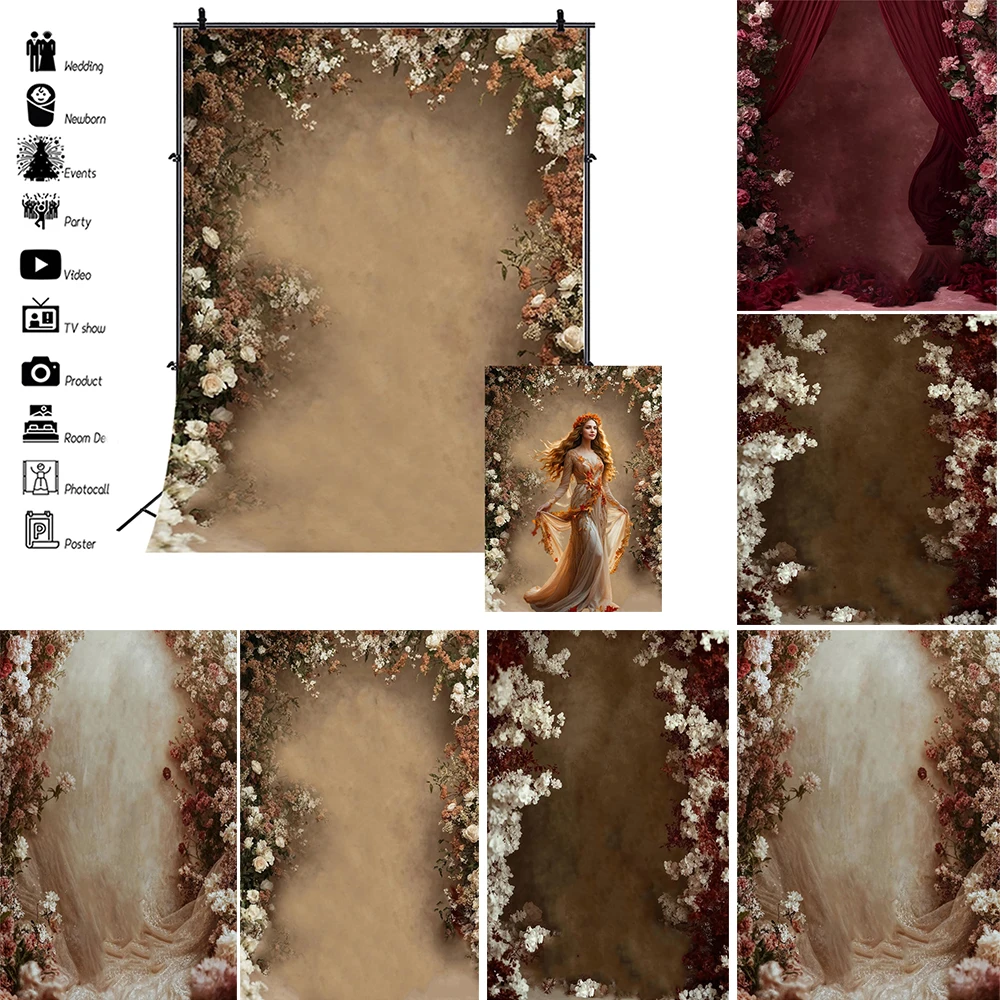 

Retro Abstract Oil Painting Floral Backdrop for Photography Maternity Art Portrait Newborn Baby Birthday Photo Background Banner