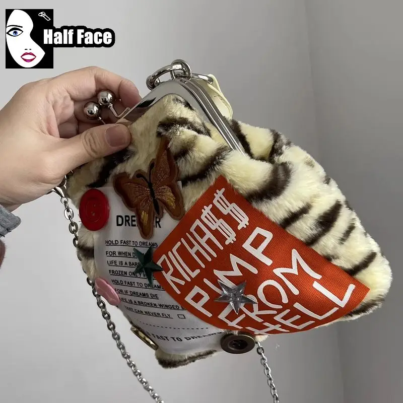 Bolso de mano gótico Harajuku para mujer, bolso de un hombro Punk, Lolita avanzado, Mini parche Vintage, bolso cruzado con Clip de piel lindo, bolso de mano Y2K