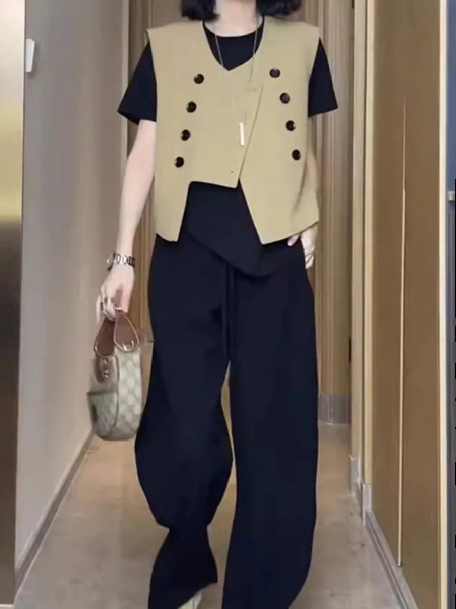 Casual Style Women's Suit Jacket round Neck Double Row Multi-Buckle Irregular Simple Fashion Outerwear Spring 2026