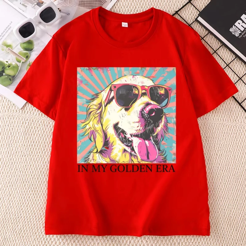 In My Golden Retriever 70s Era T Shirt Goldie Dog Mom T-shirt Retro Dad Mama Tshirt Unisex Short Sleeve Round Neck Tshirts