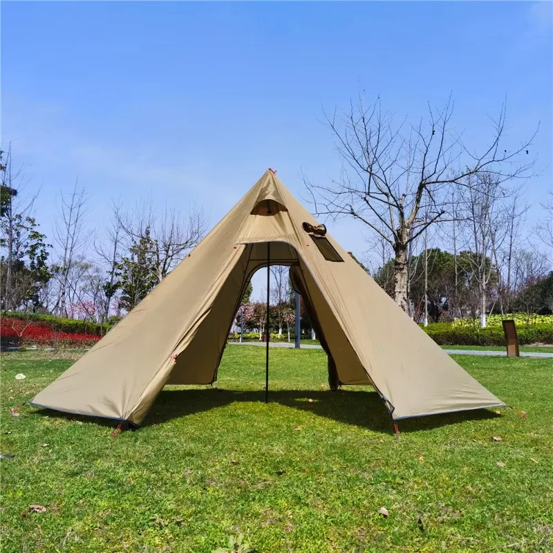 320/400/500 Pyramid Shape Camping Chimney Fire Pit Heat Resi-stant Tent Shelter Octagonal Corner Design for Out-door