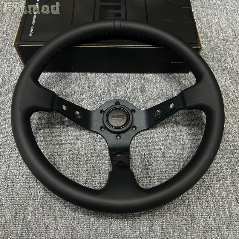 

JDM Racin 14-inch 350MM Black Suede Genuine Leather Steering Wheel Deep Dish Drift Racing Sports Steering Wheel PCD 70MM
