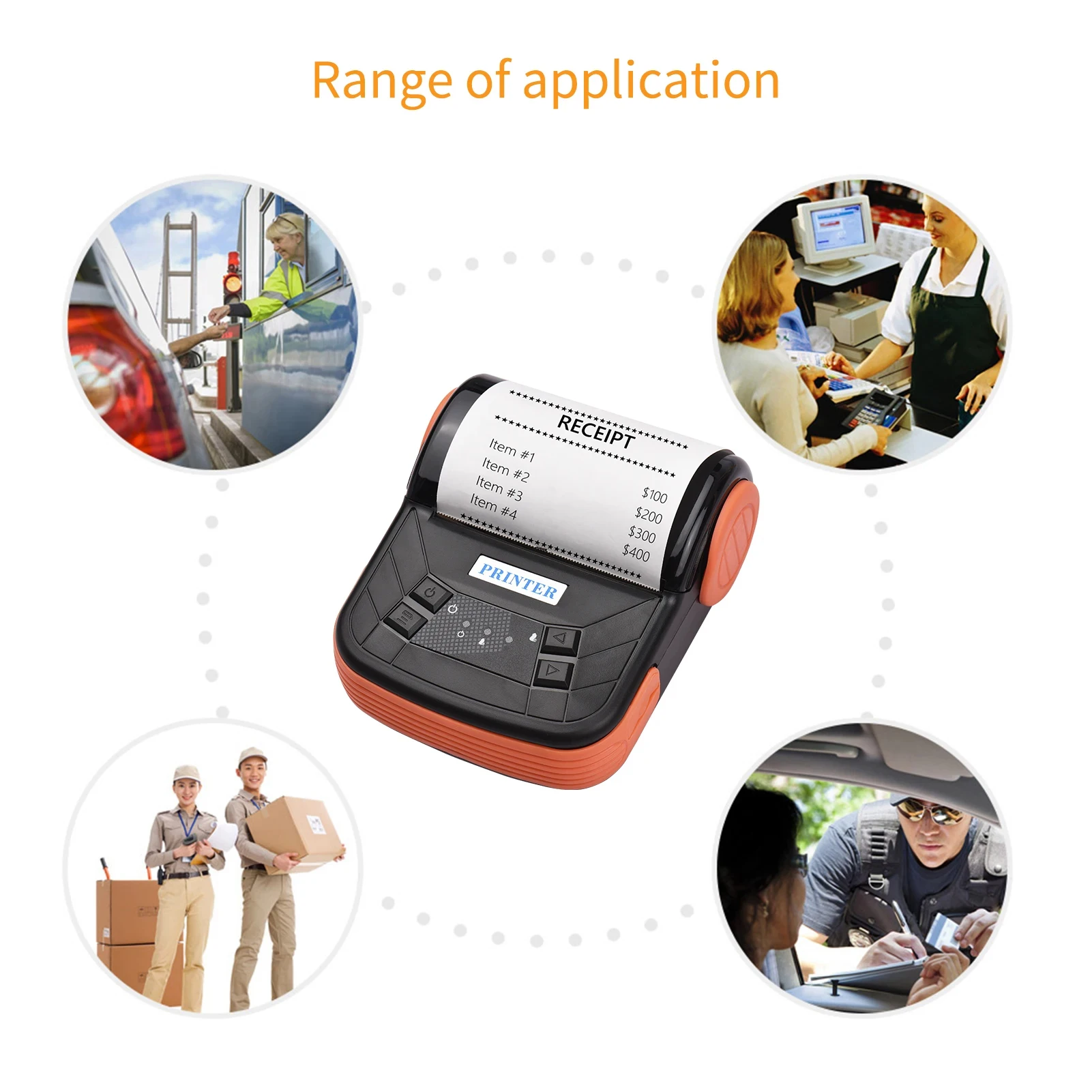 80mm Thermal Printer Portable Receipt Ticket Wireless Bluetooth Mobile Pocket Bill Printer Android Phone PC Printer