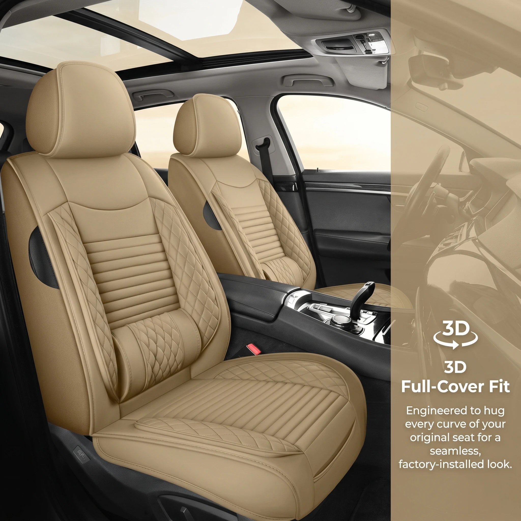 Funda de asiento todo incluido, cojín de asiento de coche de cuero completo, funda de asiento individual para conductor y pasajero, almohadilla universal para todas las estaciones