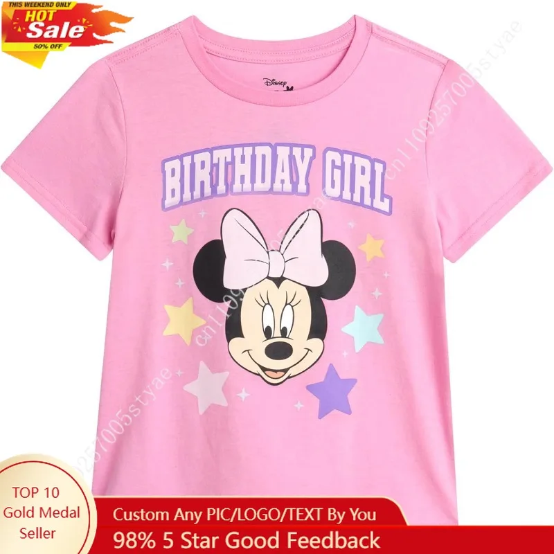 

Disney Birthday Girl Shirt - Minnie Mouse Lilo and Stitch and Frozen Elsa Short Sleeve Girls Birthday Shirt (Sizes: 2T-16)