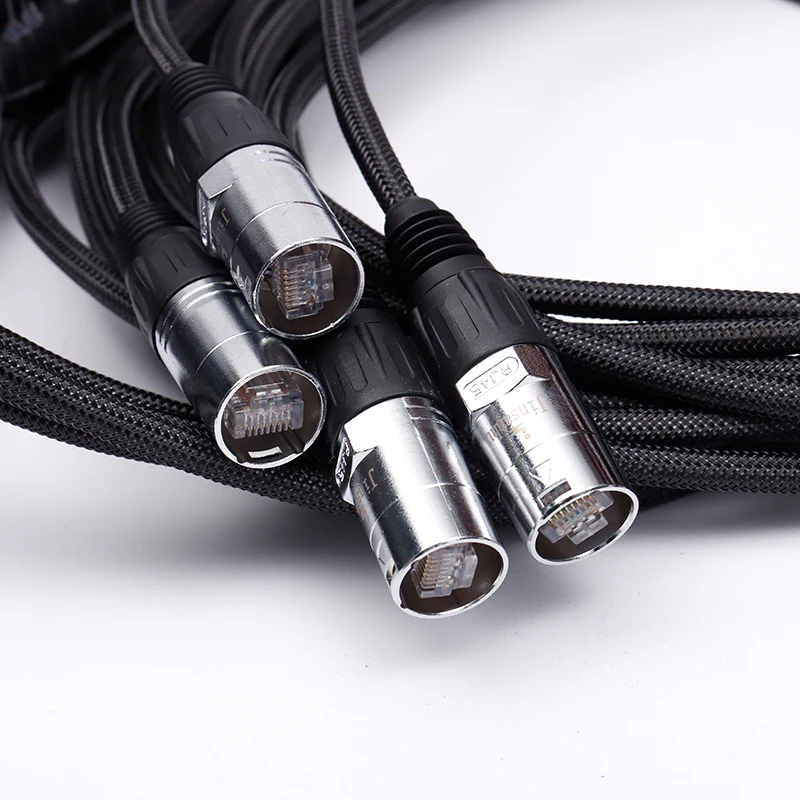 8-Channel Stage Network Cable Reel, CAT6 Ethernet Snake Cable with 8*RJ45 Connectors, Wheeled Drum for Dante & Lighting Control