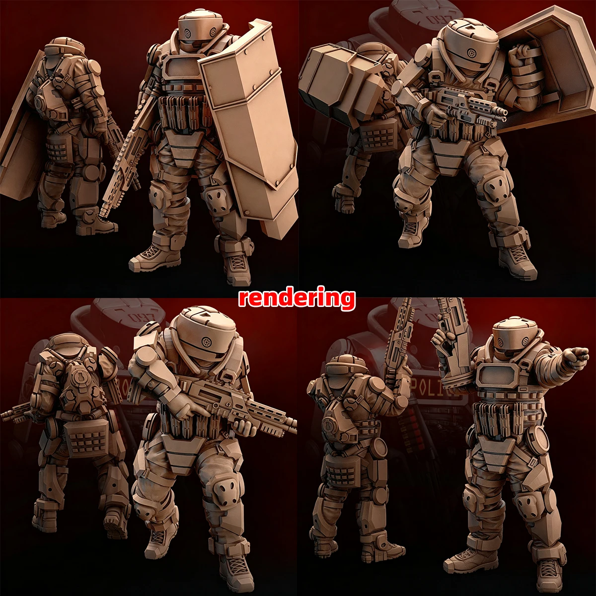 1/35 1/48 1/60 1/72 1/100 1/144 Modellbausatz 3D Harz Miniatur-Soldatenfiguren Diorama Unbemalt Cyberpunk Cyborg Squad DIY – Detail 8