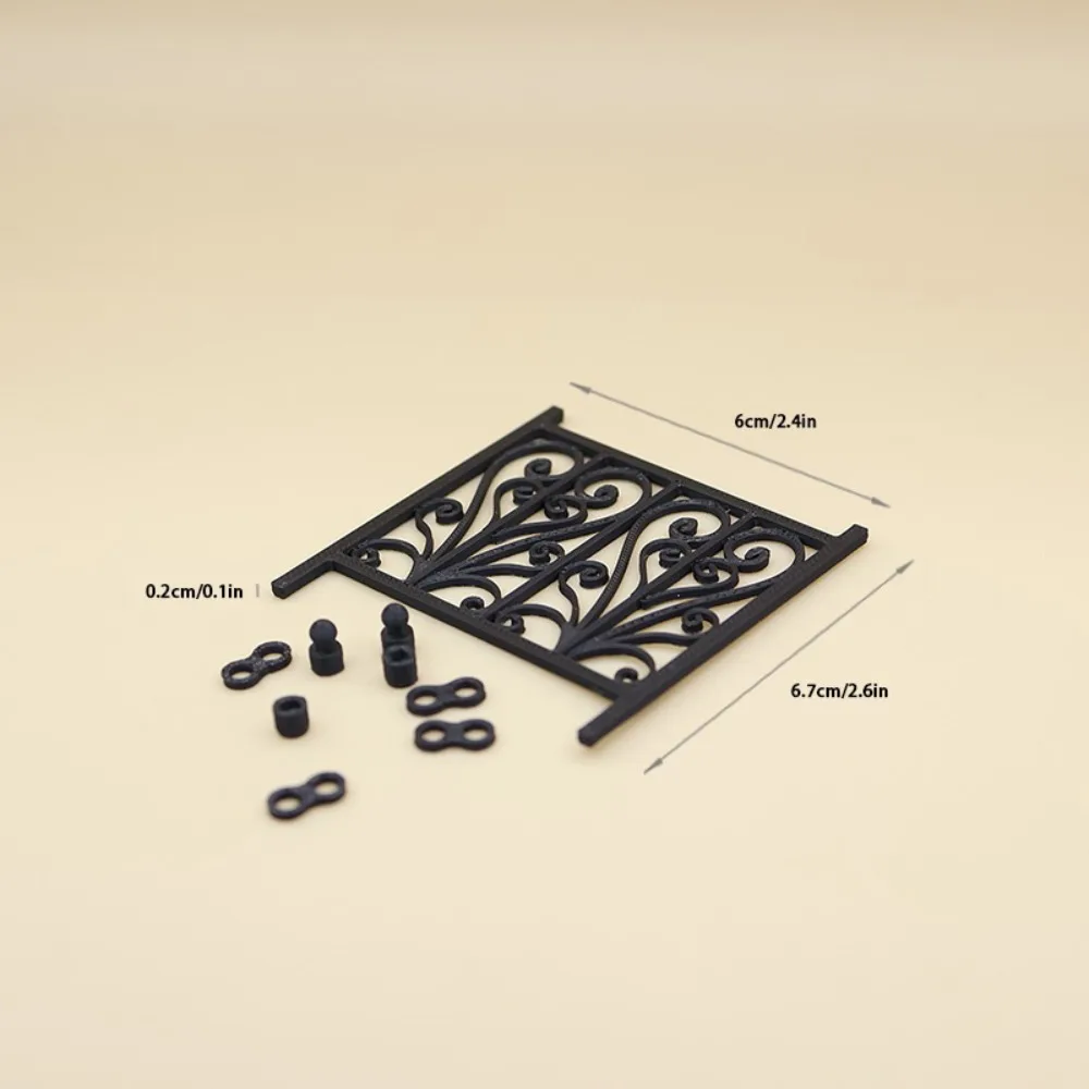 Plastic Miniature Railing Ornate Scrollwork Carved Pattern Balcony Railing Model White or Black Lightweight