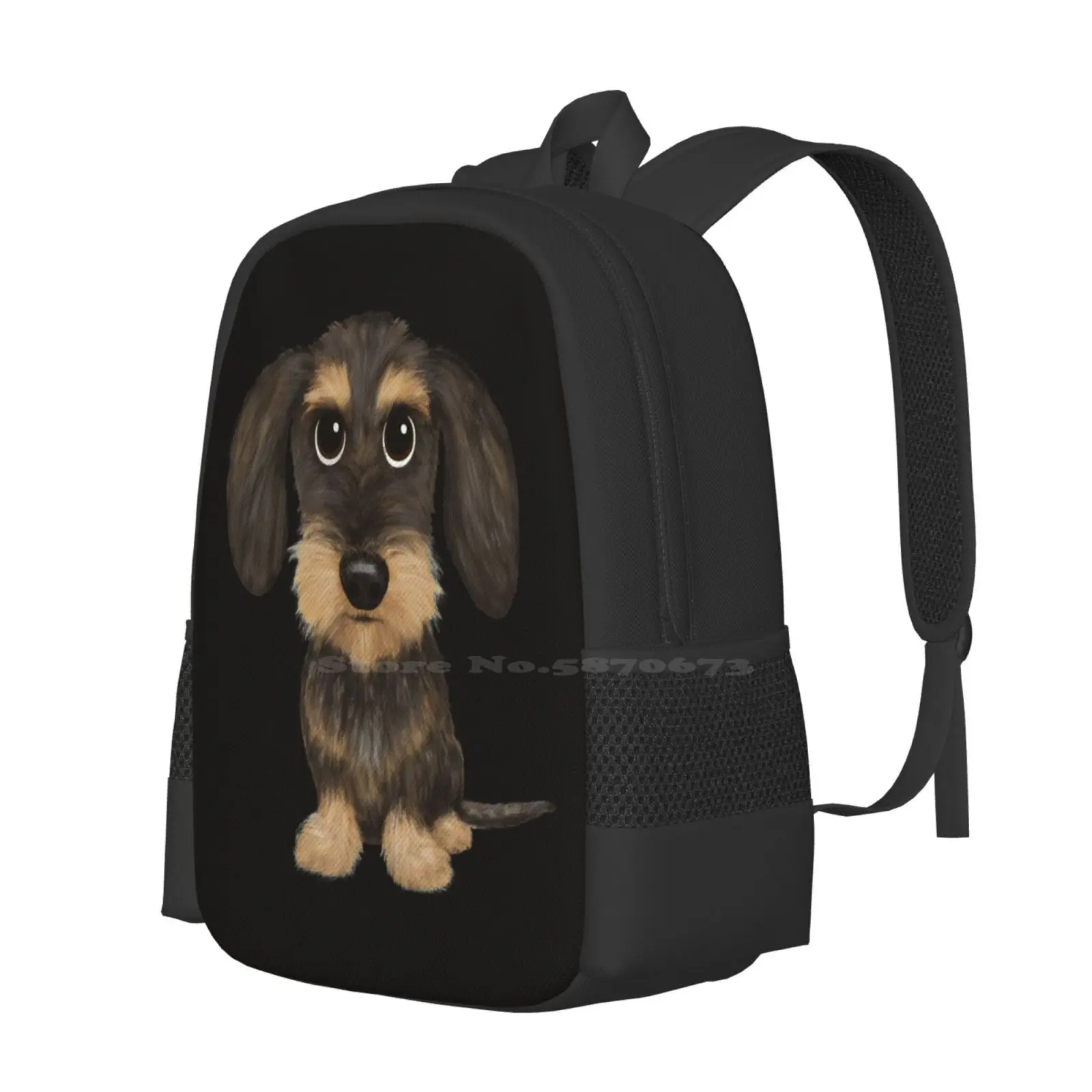 Wirehaired Dachshund | Cute Wire Haired Wiener Dog | Wild Boar And Tan Teckel Hot Sale Backpack Fashion Bags Wirehaired