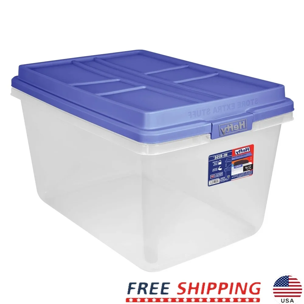 72 Quart Clear Plastic Storage Bin Stackable with Lid Durable Organizer for Magazine Newspaper