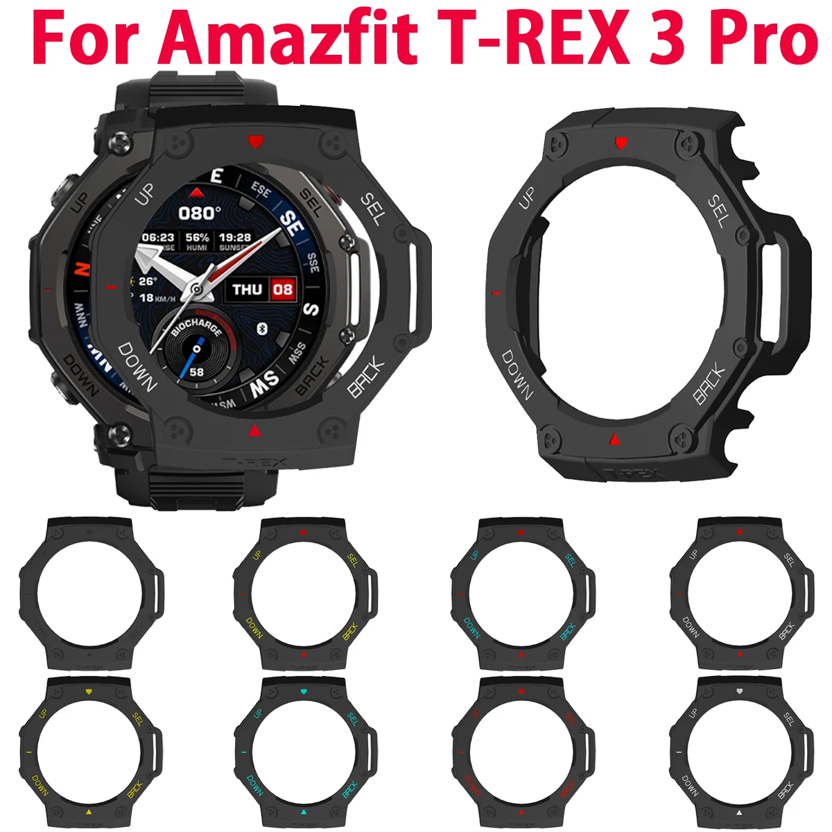 PC Case For Amazfit T-Rex 3 Pro 48MM Smart watch Case Protective Hard Cover Bumper Screen Edge Scale digit Protector Shell