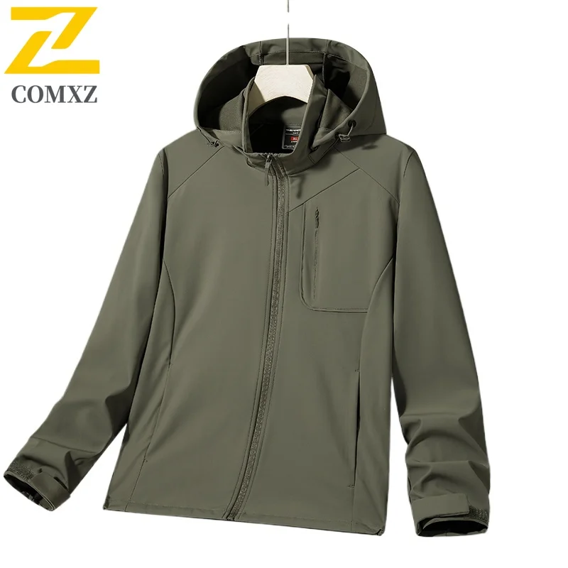 Spring Autumn Men's Jacket Outdoor Fashion Detachable Hat Windproof Windbreaker Casual Sports Breathable Waterproof Daily Coat