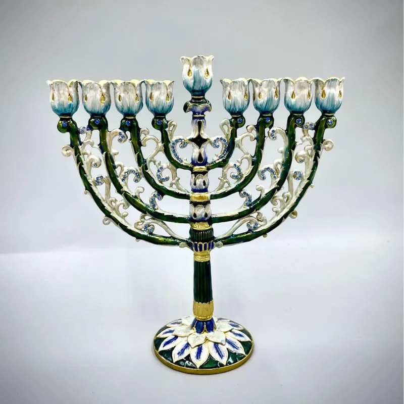 European Retro Enamel Metal Candle Holder Nine Head Candelabra Table Centerpiece Home Decor Atmosphere Ornament Wholesale