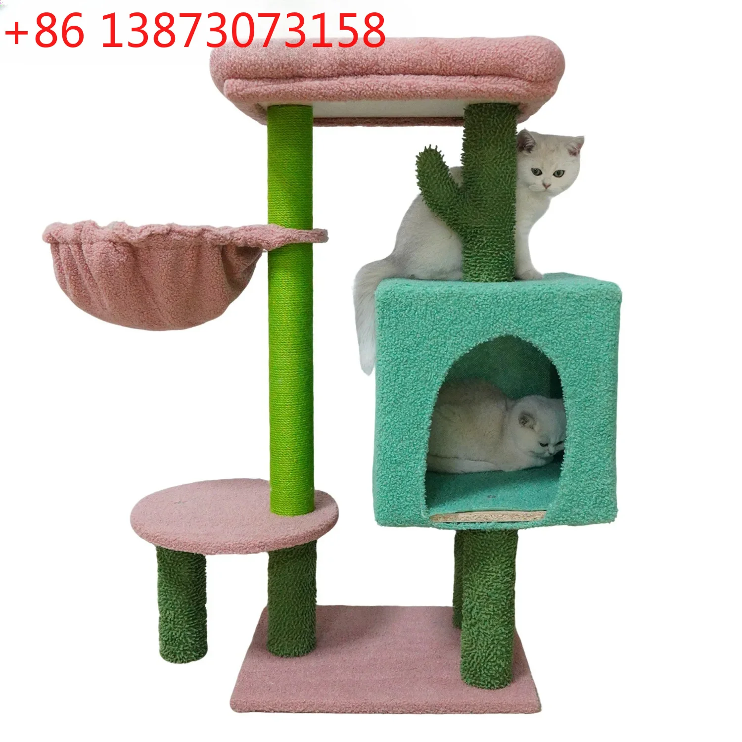 Wooden indoor cat climbing frame, cactus cat scratching column, cross-border wholesale cat  tree toy, vertical  scratching