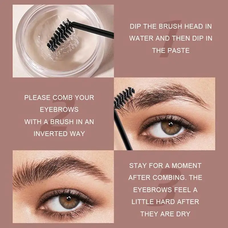 กันน้ํา 3D Eyebrow Sculpting & ครีมจัดแต่งทรงผม,แห้งเร็ว,ยาวนานการตั้งค่าเจล WAX สําหรับ Bold,Wild Brows 6 สี
